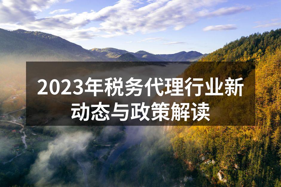 2023年税务代理行业新动态与政策解读